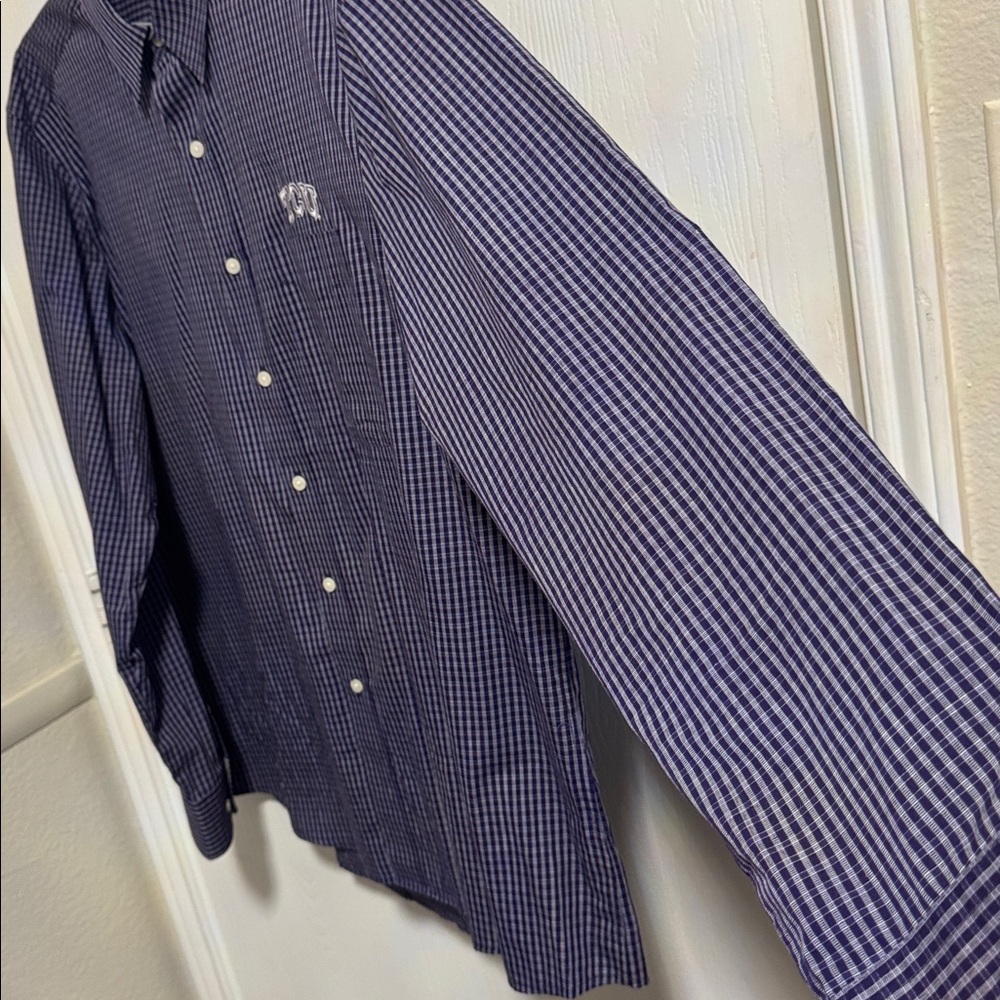Antigua Mens 2XL TCU Horned Frogs Gingham Long Sleeve Woven Button Down Shirt - Picture 6 of 14